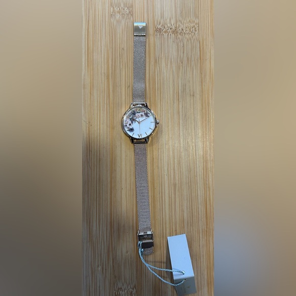 Olivia Burton WaterColor Florals Watch With 34mm White Floral Face & MeshBracele - Picture 7 of 8